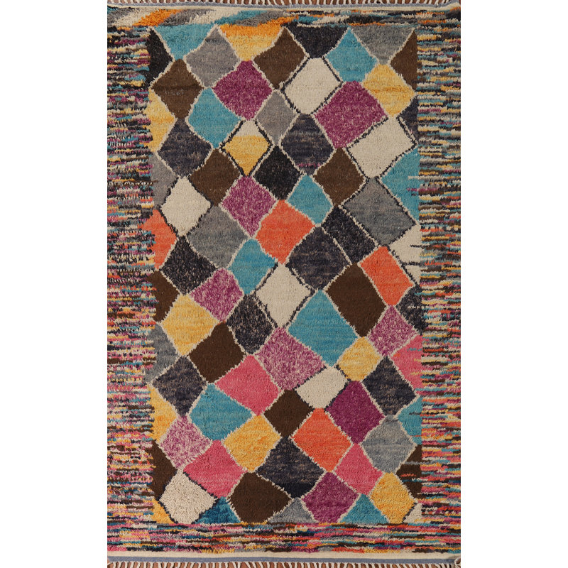 Tapis oriental multicolore marocain coloré 7 x 11