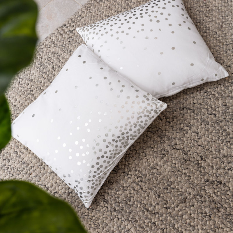  Housse et insert de coussin carré en coton, Argent