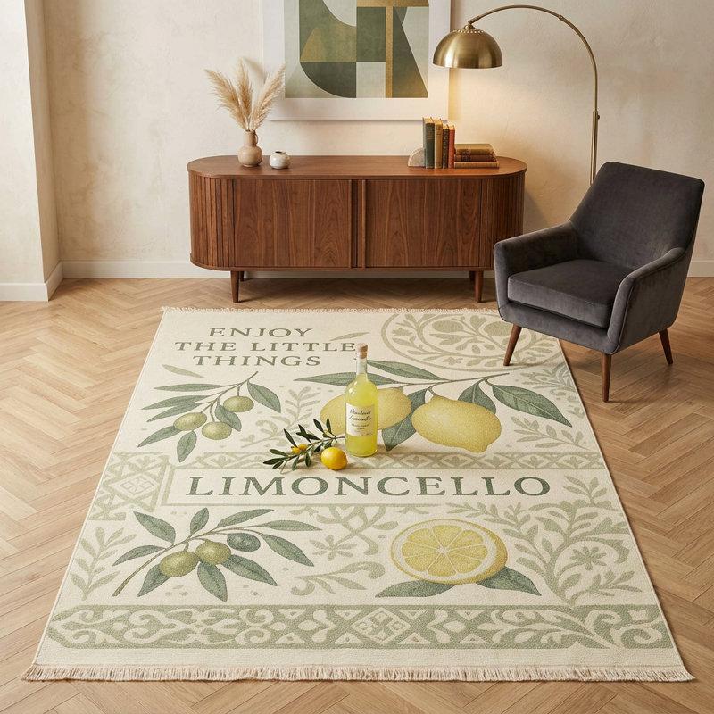 Tapis citron et olive 5 pi x 8 pi
