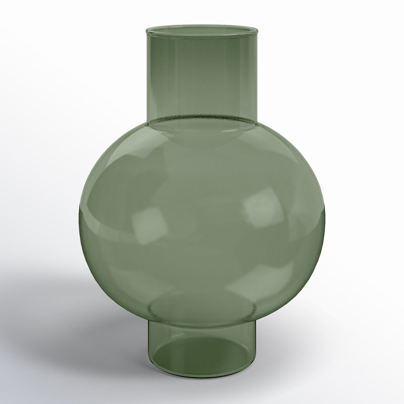 Clarabelle Glass Table Vase, Duck Green, 9.45" H x 3.15" W x 7" D
