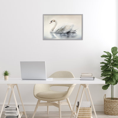 Giclée encadrée de cygne flottant élégant, design par Sasha