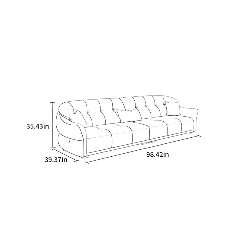 Petit canapé de luxe nordique à lumière simple, H 35,43 po x l 98,42 po x P 39,37 po