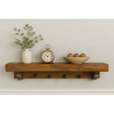 Rough Cut Wall Shelf, 4 ft. with pegs in Early American Stain
