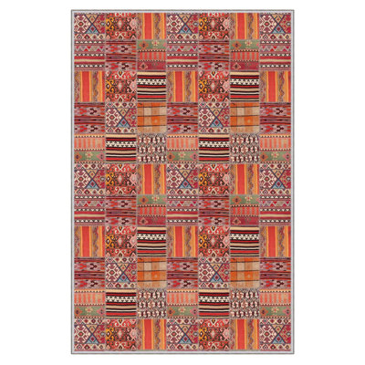 Tapis tissé antibactérien (2,6 x 4,0 pi), 100% polyester, d'une hauteur de poils de 0,3 po | Impression numérique 3D antidérapante à pois en PVC | Lavable à la machine, facile d'entretien pour le salon, la chambre à coucher et le bureau
