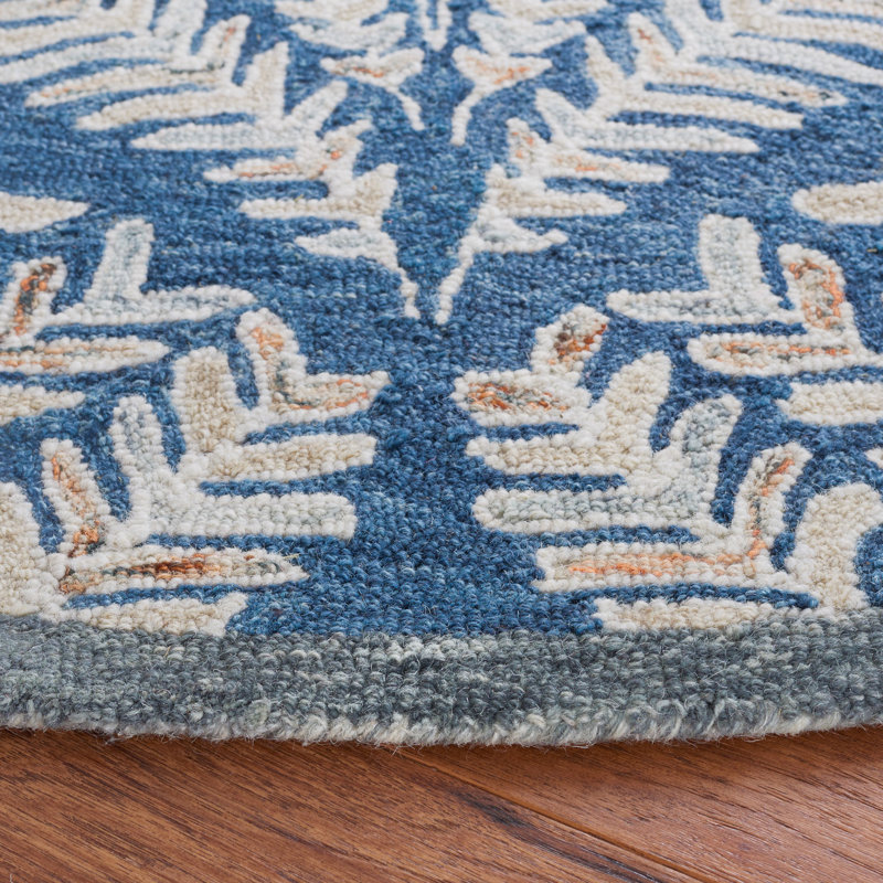 Chaithra Hand Tufted Wool Floral Rug, Round 5'