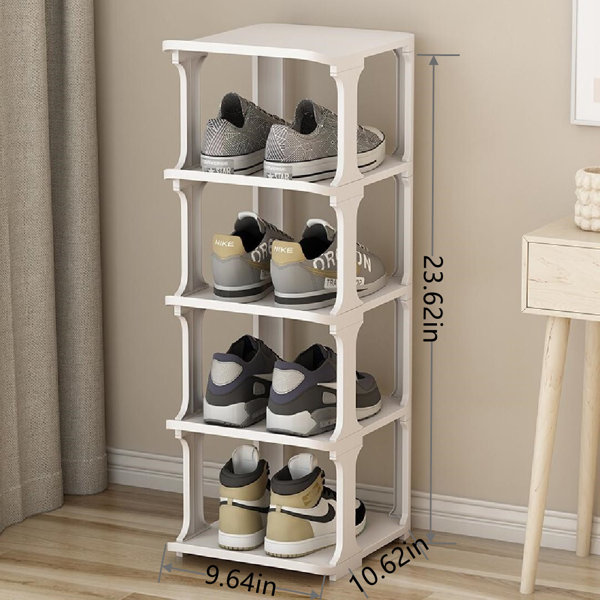 Small Narrow Dustproof 5 Pair Shoe Rack Rebrilliant Finish: White