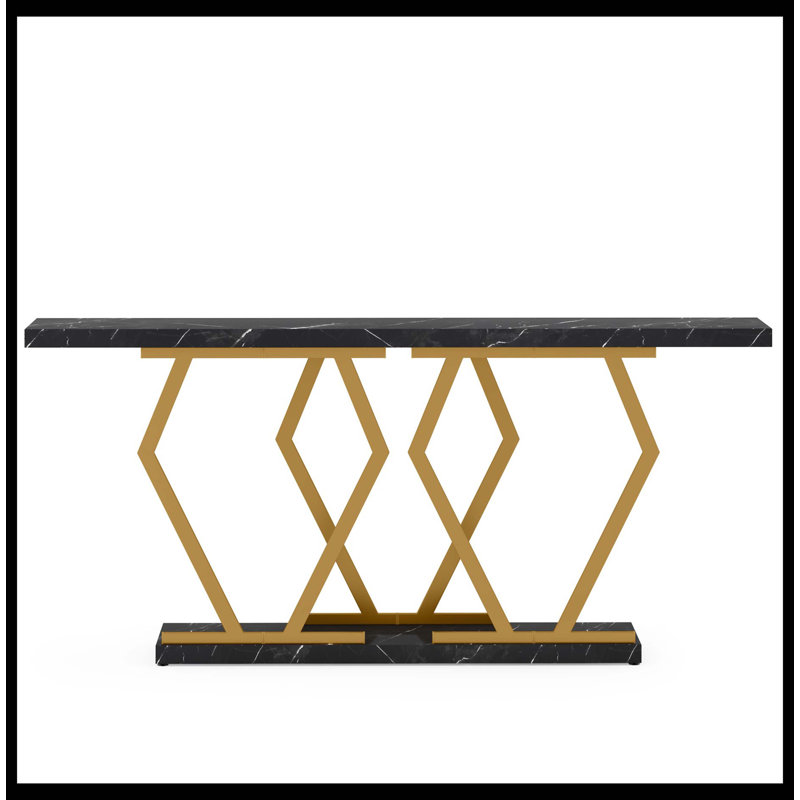 70.9" Console Table, Modern Sofa Table With Faux Marble Tabletop