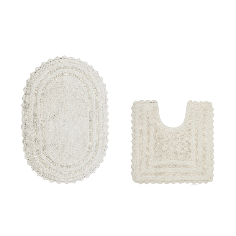 Tapis de salle de bain Janek, Ivoire ivoire, 2 pièces (ovale 20 po x 20 po | 20 po x 32 po)