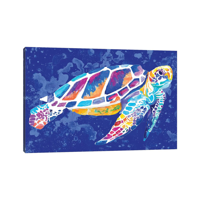 Vibrant Blue Sea Turtle by Chelsea Goodrich - Wrapped Canvas Gallery-Wrapped Canvas Giclée