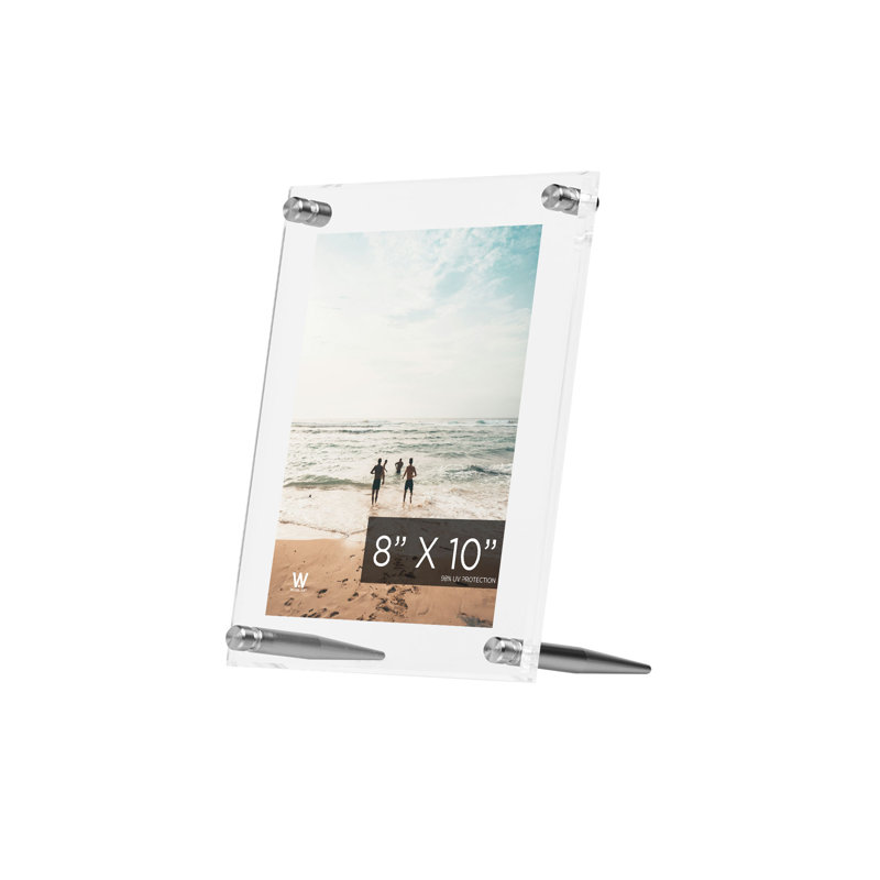 Acrylic Bevel Tabletop Float Frames, 8" x 10", Silver