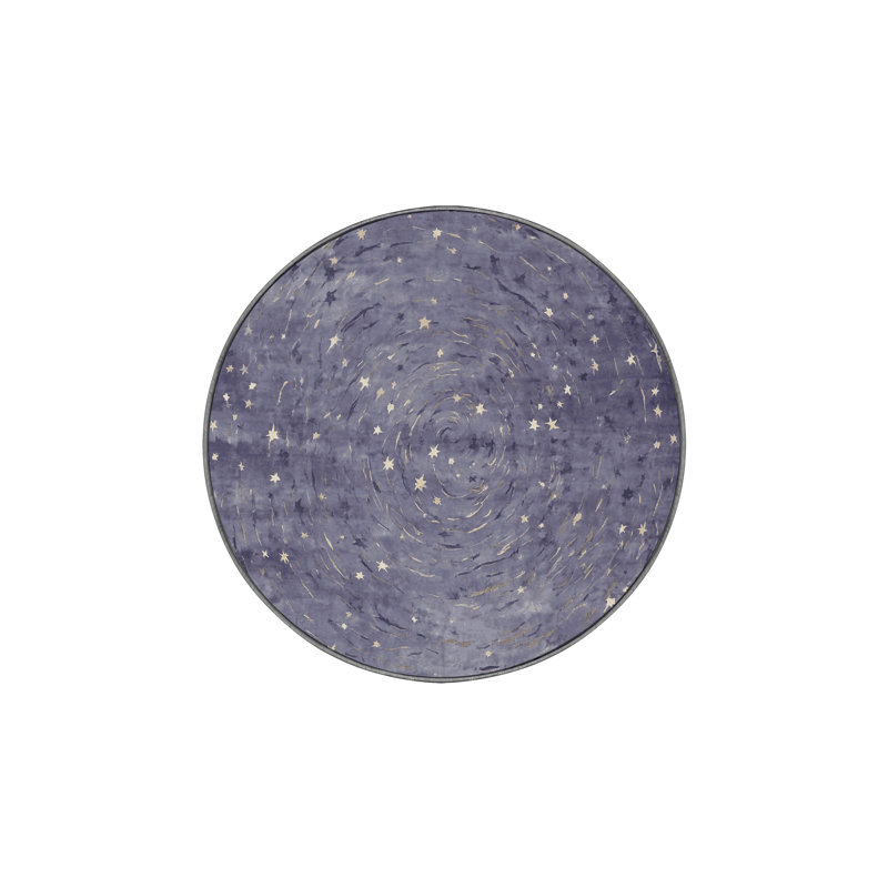 Machine Washable Gray Area Rug, Round 3'