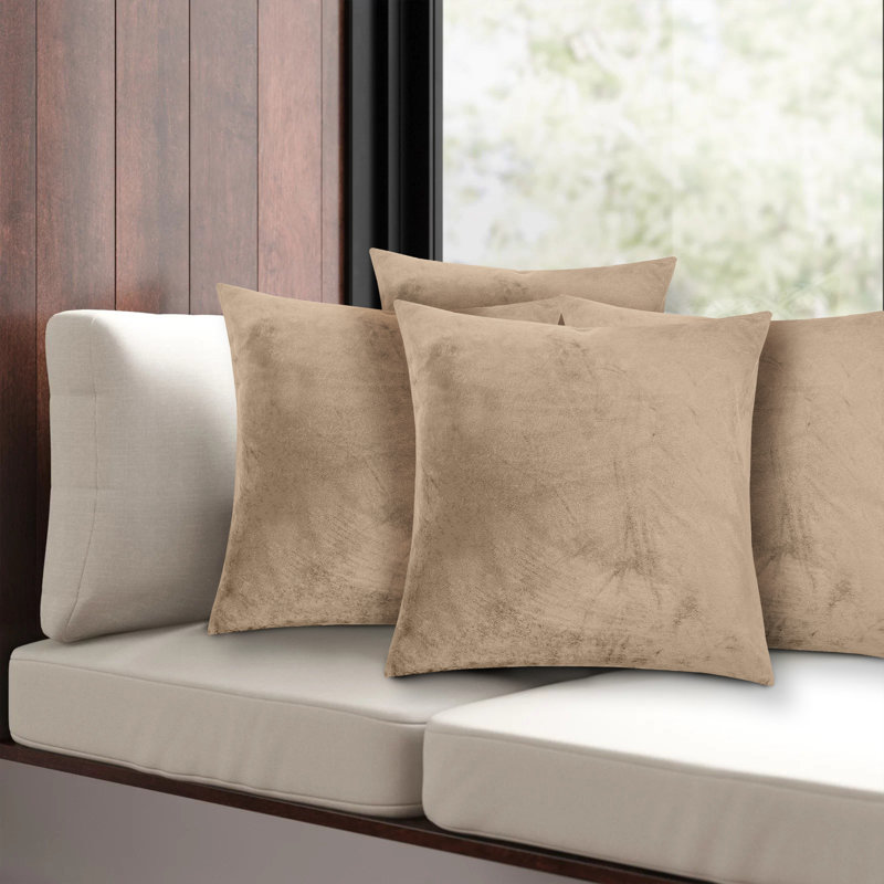 Apex Crushed Velvet Cushion Cover Set, Beige