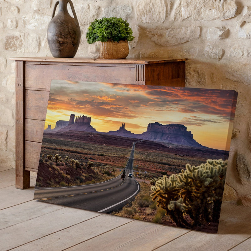 Toile, "Un vaste paysage désertique au coucher du soleil", art mural, H 9 po x l 12 po