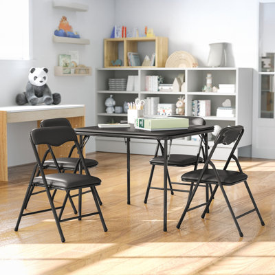Simra Kids 5-Piece Vinyl Folding Daycare Table and Chairs Set