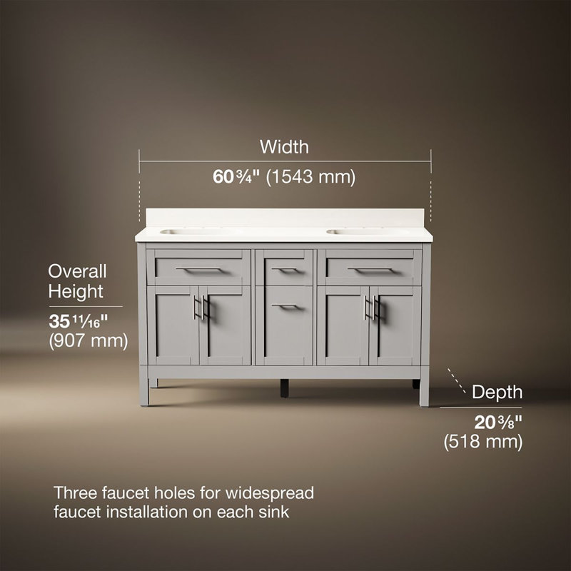 61" Single Bathroom Vanity Set, Atmos Gray, Atmos Grey