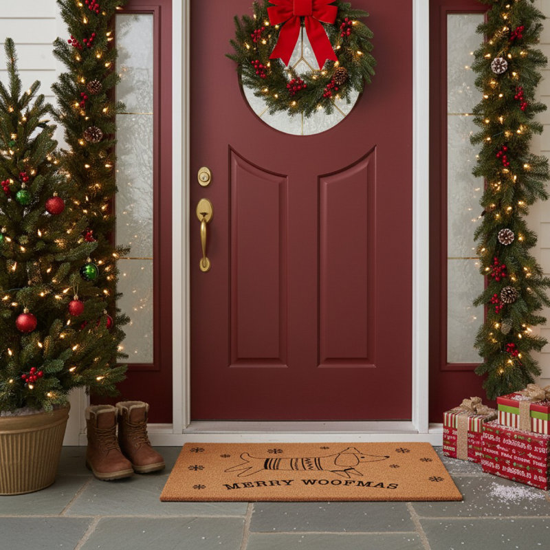 Merry Woofmas Doormat, 17"x29", 24" W x 36" L