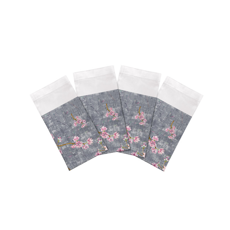 Blossom Fantasia Cotton Sateen Dinner Napkins, Charcoal