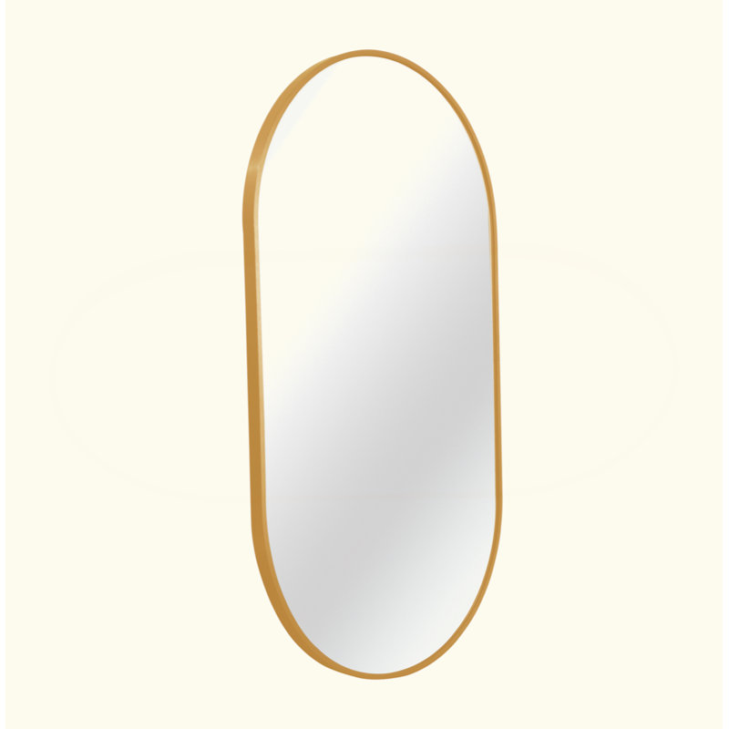 Miroir ovale en métal, Doré, 33 po x 20 po