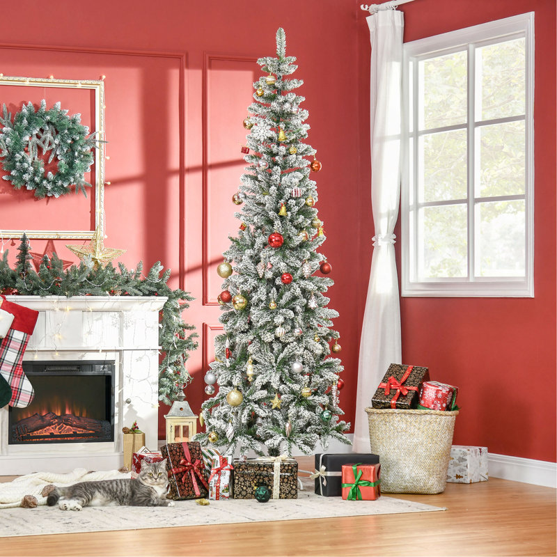 Arbre de Noël artificiel pin enneigé 7,5 pi avec des branches réalistes et 668 pointes