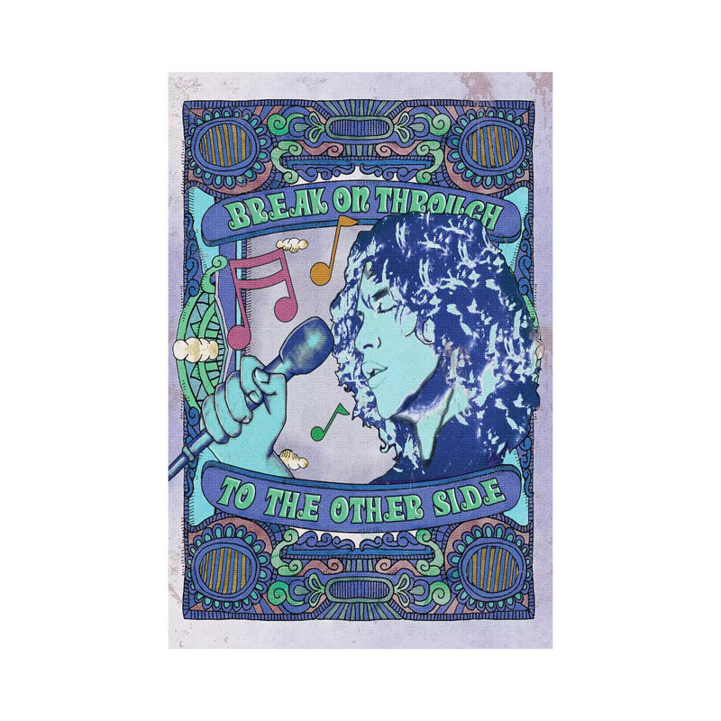 Jim Morrison Break on Through Blue - publicité imprimée, Aucun mat, H 26 po x l 18 po x 1,5 po, Toile tendue