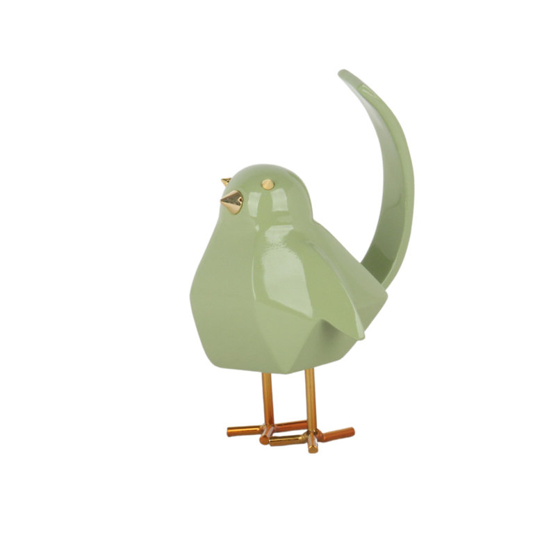 Grande sculpture en résine oiseau vert