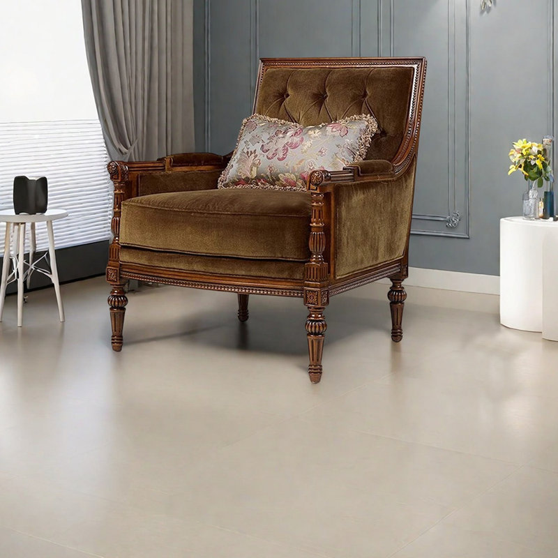 Fauteuil de loisir en velours sculpté, Brun