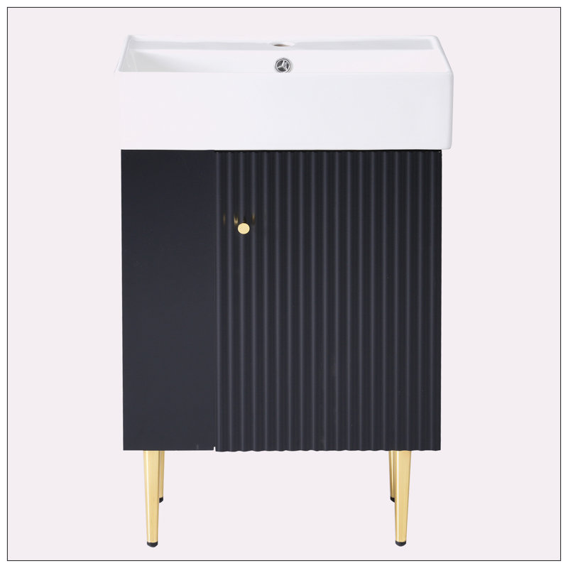 Meuble-lavabo de rangement à gauche 21,6 po, Noir, noir, noir, noir