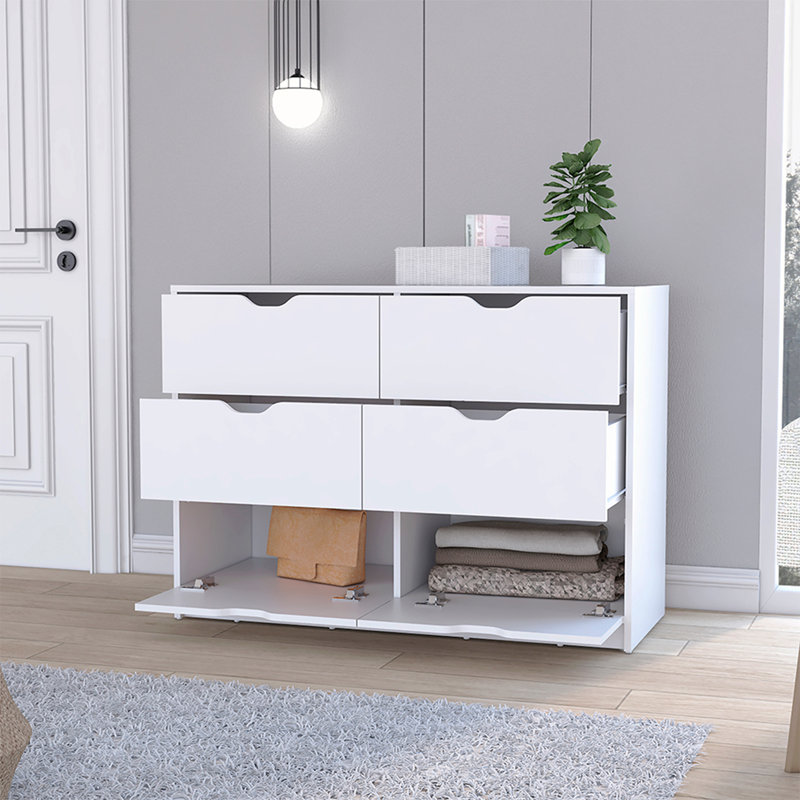 Commode, quatre tiroirs, Blanc