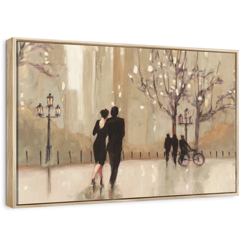 An Evening Out Neutral I, Cadre flottant en bois naturel, 43 po x 29 po
