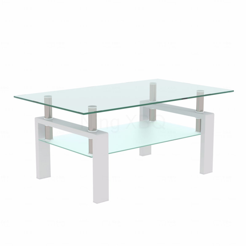 Tables basses latérales modernes transparentes pour salon, Blanc, Blanc