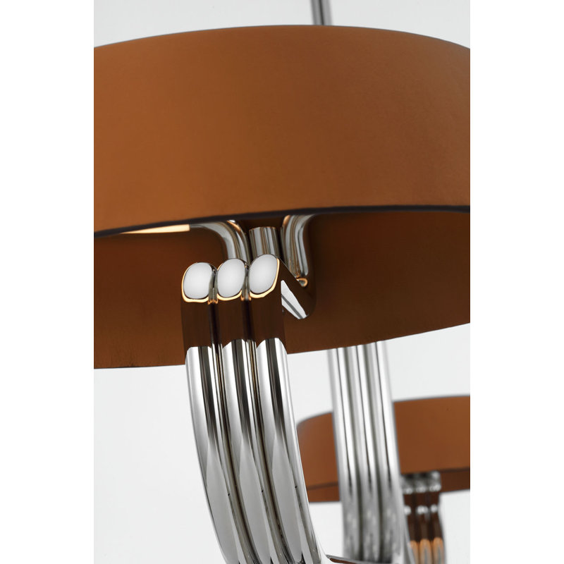 Hudson St. 64" Linear Chandelier, Polished Nickel, Nutmeg
