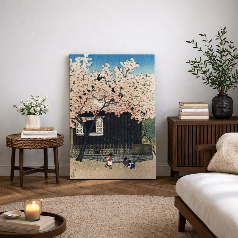 Art de scène de cour de cerisier en fleurs, images de paysage de printemps japonais, impression encadrée sur toile, estampe numérique