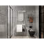 Meuble-lavabo mural 24 po, 2 portes à fermeture douce, meuble-lavabo blanc brillant et 1/2 porte en verre gris, contreplaqué - évier exclu