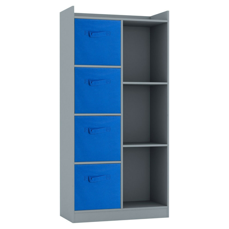 Samee 128 cm H x 62.5 cm W Cube Bookcase, Grey/Dark Blue