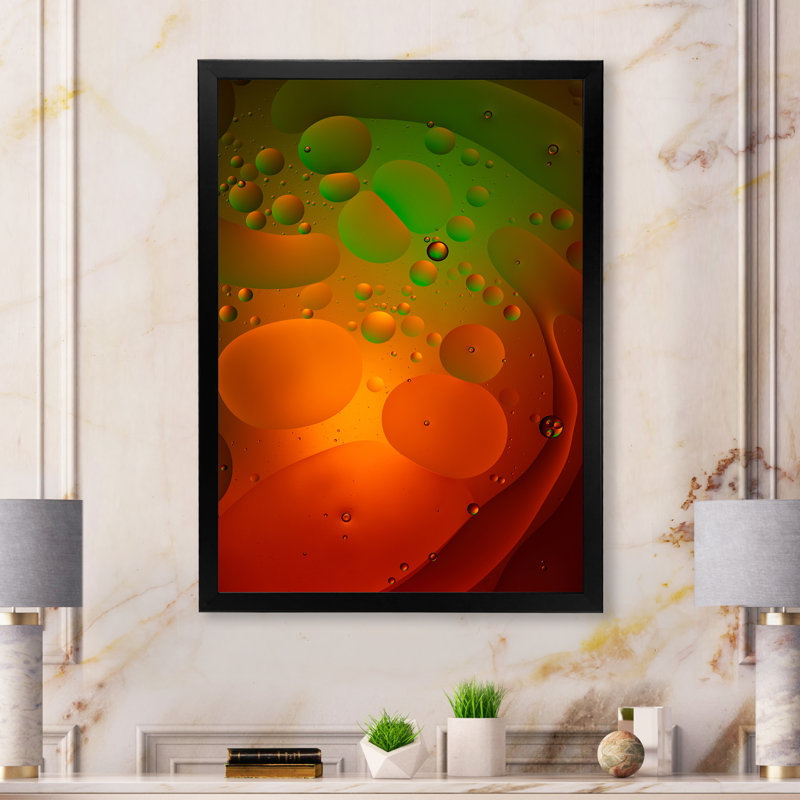 Encre verte verte rouge mélangée sous l'eau III - décoration murale moderne en toile, Cadre photo noir