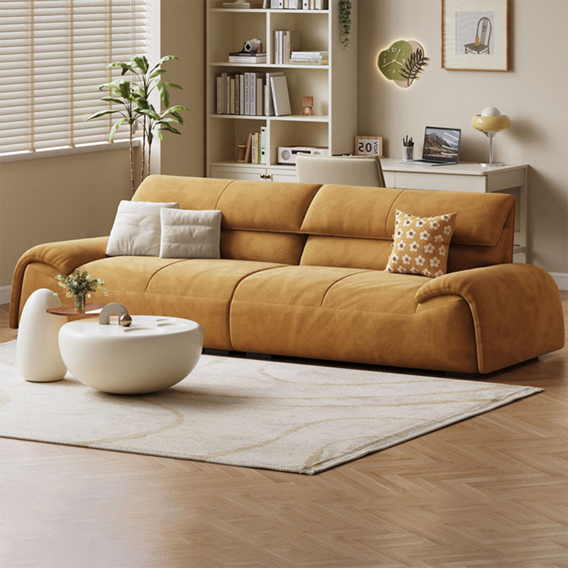 Canapé modulaire en velours, Orange, H 31,5 po x l 109,45 po x P 36,22 po