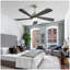 Ventilateur de plafond moderne 52 pouces avec lumière à DEL à intensité variable et 5 pales en bois massif avec télécommande et moteur à courant continu réversible-384601374-384601375