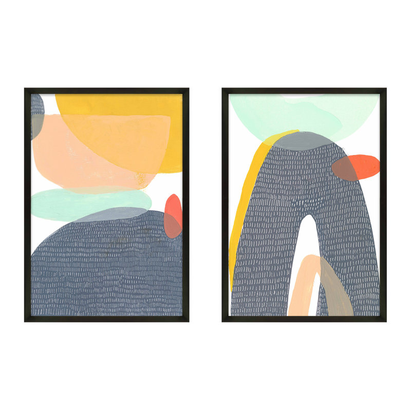 Lava 1 & 2. Set of 2 by Andrea Stokes - Framed Wall Art, 25" H x 17.5" W, White Picture Framed Canvas