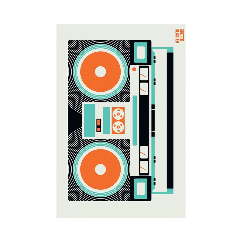 Icônes - Ghetto Blaster par Bo Lundberg - impression sur toile tendue, H 40 po x l 26 po x P 1,5 po