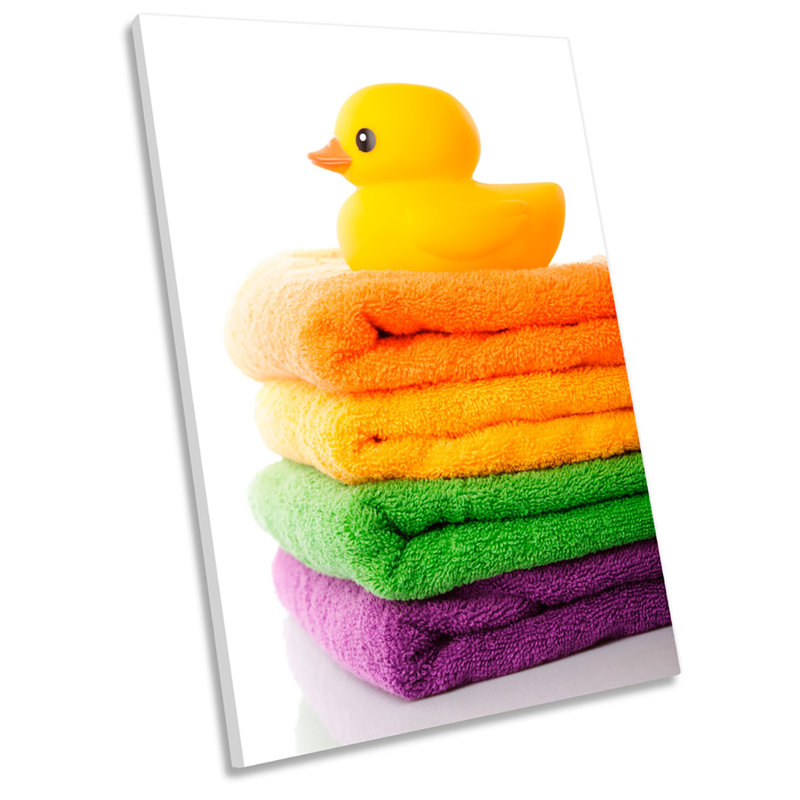 X0170 Rubber Duck Towels Bathroom - Wrapped Canvas Print, 18cm H x 12cm W x 2cm D