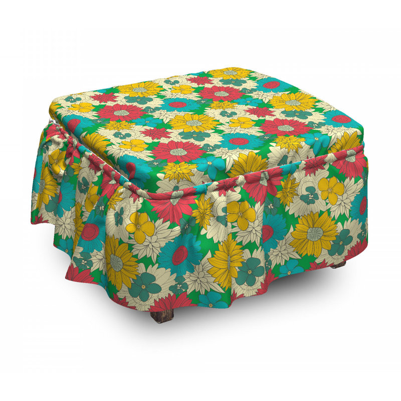 Housse pour repose-pieds fleurs art