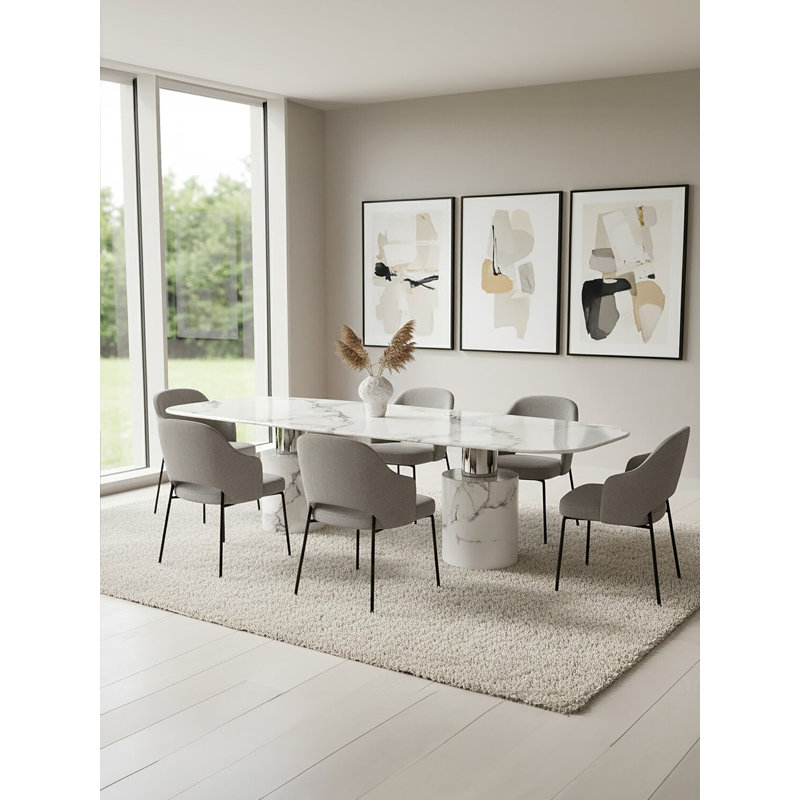 Marble Top Metal Base Dining Table