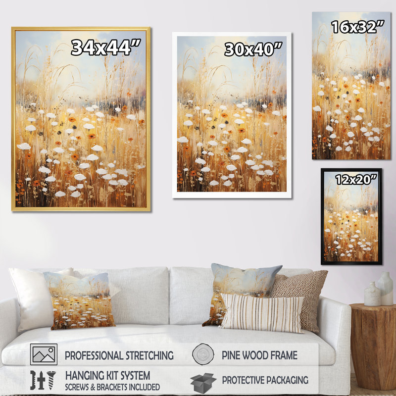 Meadow of Dreams - Imprimé, Cadre naturel flottant, H 20 po x l 12 po x P 1 po
