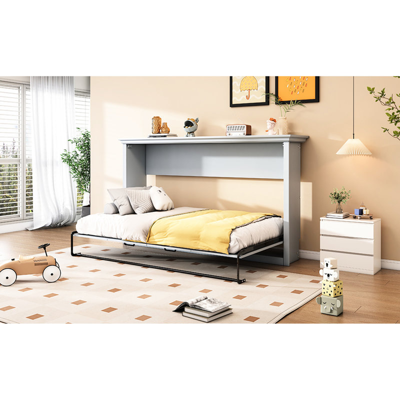 Lit simple armoire, gris, pliant économe en espace