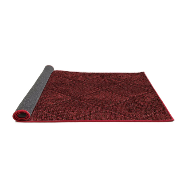 Tapis géométrique rouge foncé, Rond 4 pi