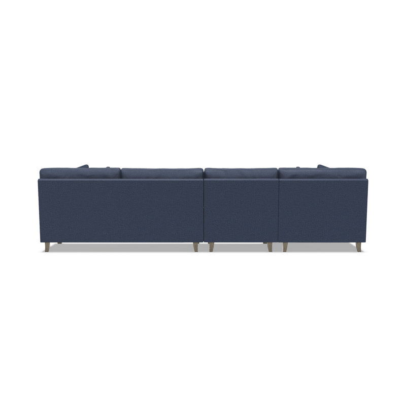 Mila Chaise Sectional, Blue Polyester, 33.5" H x 131" W x 61" D, Left Hand Facing