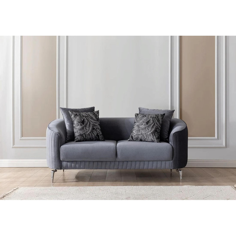 Causeuse en velours Angela, Gris