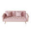 Canapé-lit convertible 69,7 po en velours rose ultra doux, garniture cloutée et coussin décoratif assorti