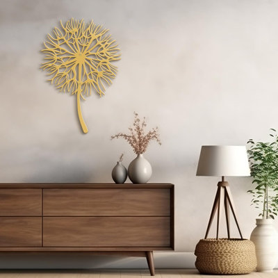 Dandelion Minimalist Modern Abstract Wall Accent Sculpture Hanging Decoration Metal Wall Decor