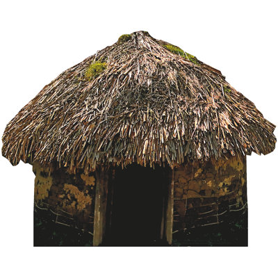 African Congo Straw Clay Mud Round Hut Indigenous Dwelling Cardboard Cutout Standup